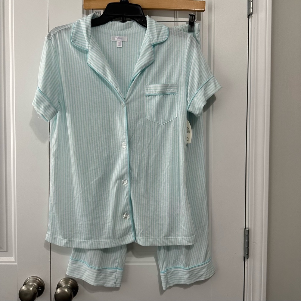 Aqua Striped Women's Pajama Set